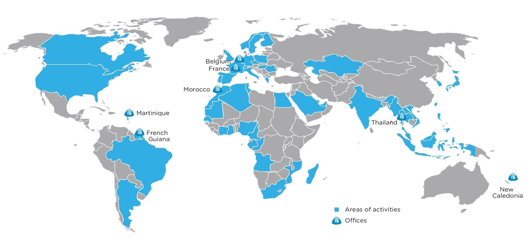 Carte des implantations dans le Monde 